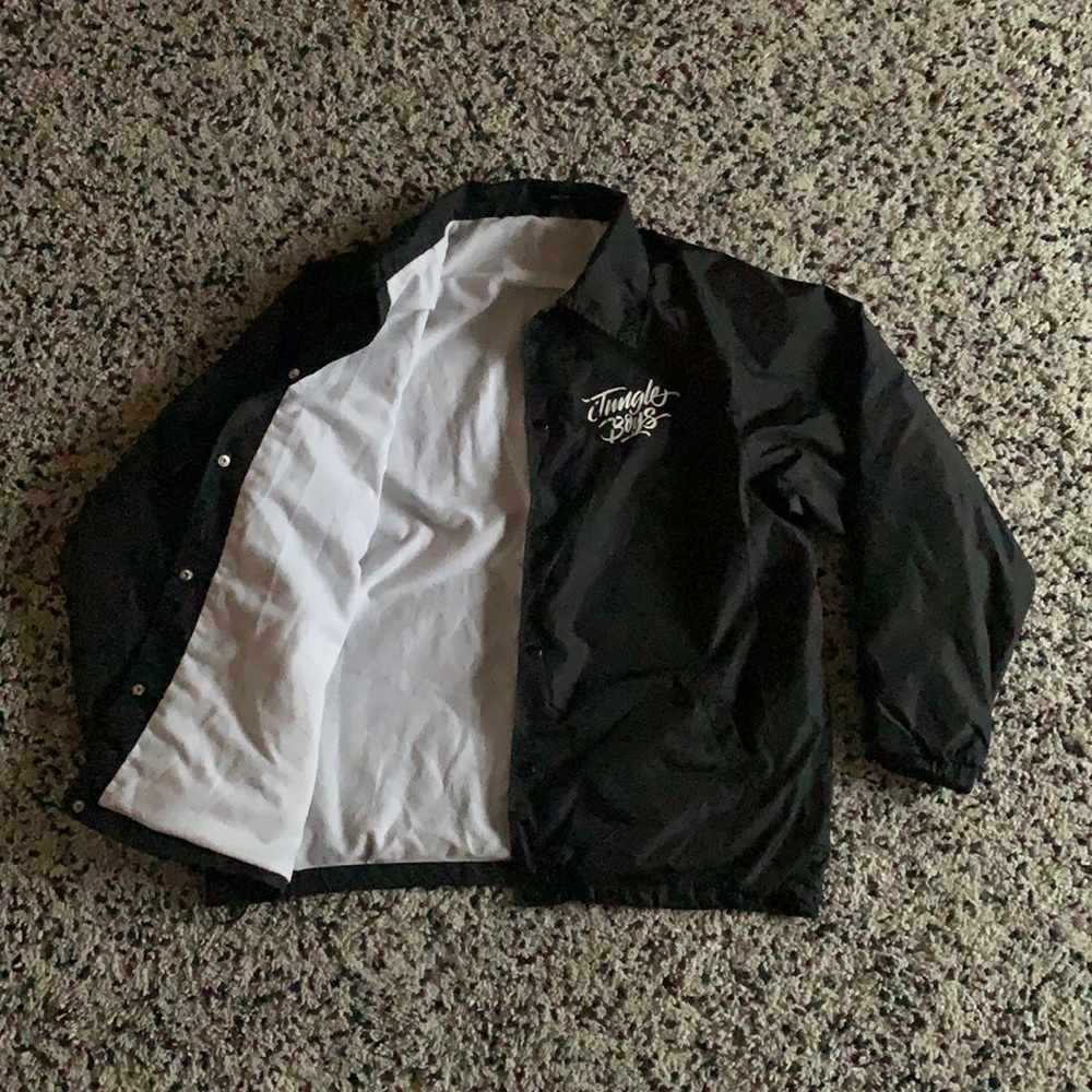 Jungle Boys Jacket Black White Los Angeles Farmers Text Lightweight Lined Medium